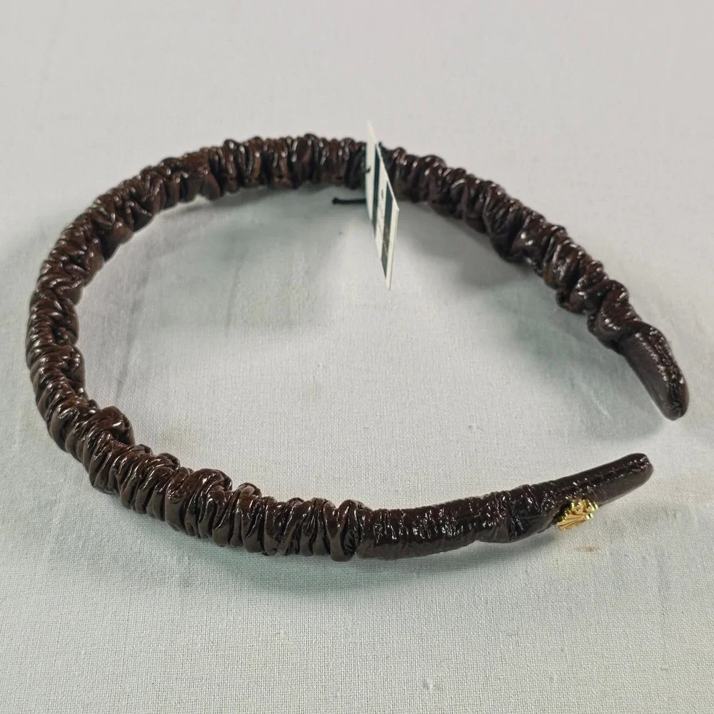 Lele Sadoughi Women Headband OS Espresso Brown Lena Ruched Scrunchie Chic NWT